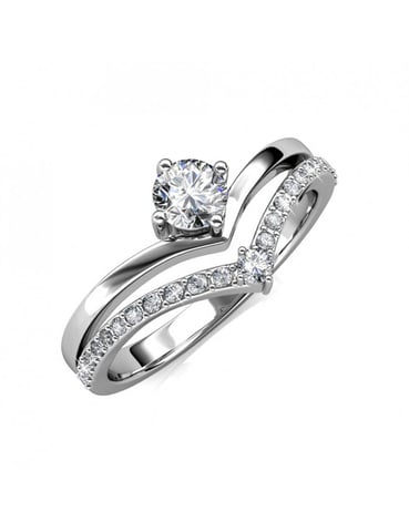 Zinnia Ring - Silver and Crystal