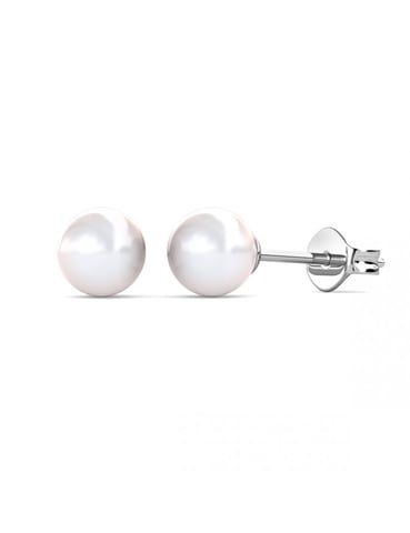 Full Moon Pearl Earrings - Silver and Crystal