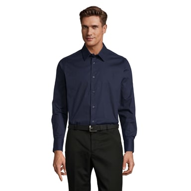 SOLS Mens Brighton Stretch Long-Sleeved Business Shirt (Dark Blue)