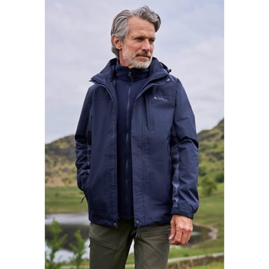 Mountain Warehouse Mens Thunderstorm 3 in 1 Waterproof Jacket (Dark Blue)