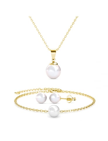 Mother Of Pearl Trio Set - Gold And White