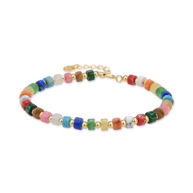 Luxenter Ihun bracelet in 925 sterling silver and Multicoloured Crystal finished in 18 carat yellow gold plating