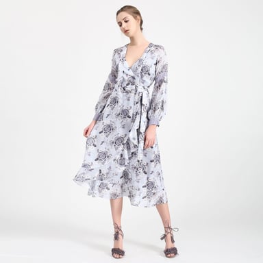 Wrap flower print dress