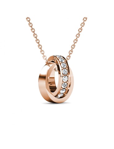 Circle Hoop Pendant - Rose Gold and Crystal