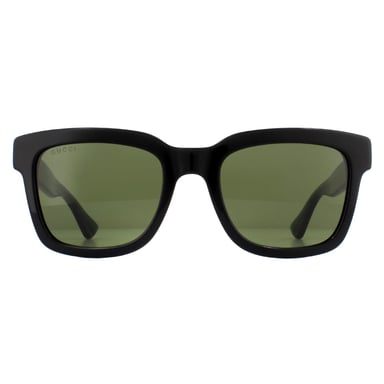 Gucci Square Mens Black and Green with Red Stripe Green Sunglasses