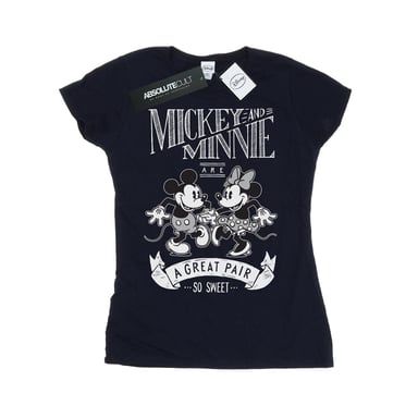 Disney Womens/Ladies Mickey And Minnie Mouse Great Pair Cotton T-Shirt (Navy Blue)