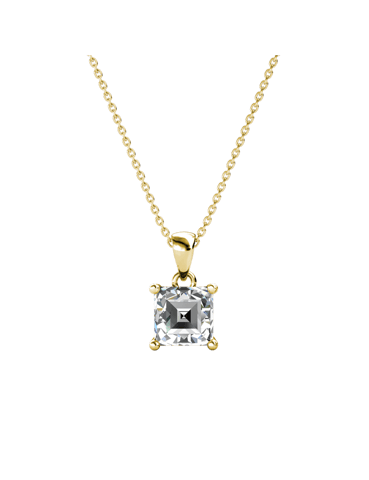 Simple Square Pendant - Gold and Crystal