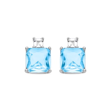 Luxenter 925 Sterling Silver earrings with aquamarine rhodium plated zirconia - Bashu