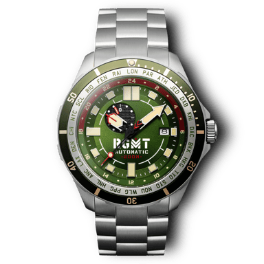 RGMT Transcontinental Men's Japanese Automatic 48mm Green Watch with Leather Strap