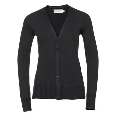 Russell Collection Ladies/Womens V-neck Knitted Cardigan (Black)