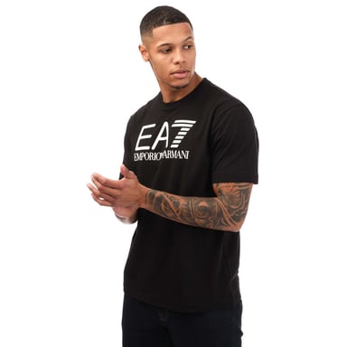 Men's Emporio Armani EA7 Ribbed Logo T-Shirt in Black