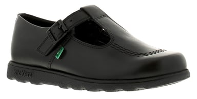 Dames matte leren t-bar schoen van kickers.