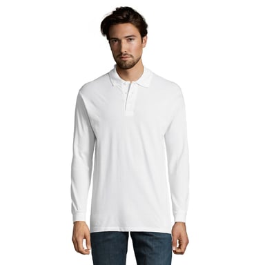 SOLS Mens Star Long-Sleeved Polo Shirt (White)
