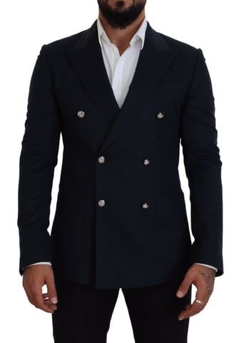Dolce & Gabbana Men's Blue Double Breasted Formal Coat Blazer