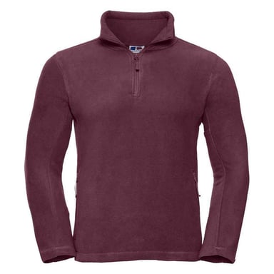 Russell Mens Quarter Zip Outdoor Fleece Top (Burgundy)
