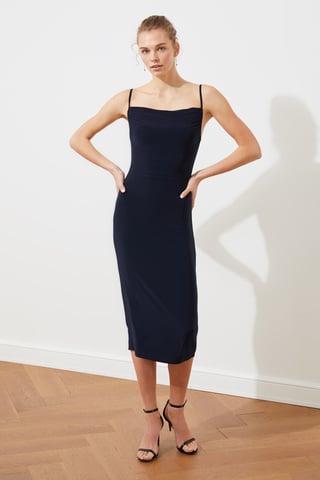 Trendyol Women's Cowl Neck bodycone Midi Dress