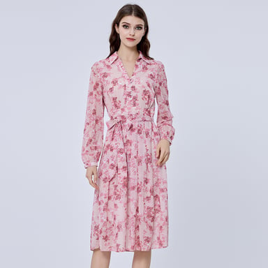 Floral print shirt-dress