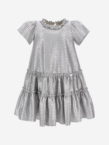 Monnalisa Girls Houndstooth Jacquard Dress in Silver