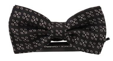 Dolce & Gabbana Black White Polka Dot 100% Silk Neck Papillon Men's Tie