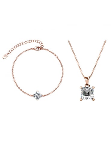 Simple Square Calle Set - Rose Gold and Crystal