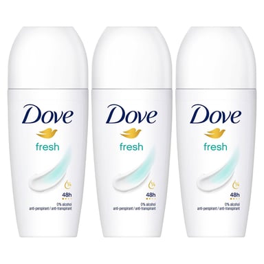 Dove Fresh Roll On AntiPerspirant up to 48H of Sweat & Odour Protection, 3x50ml