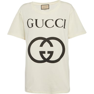 Gucci Interlocking GG Logo Slim Fit Vit T-shirt