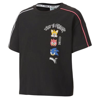 Puma x Sega Grafisch Korte Mouw Crew Neck Zwart Kinder T-shirt 596316 01