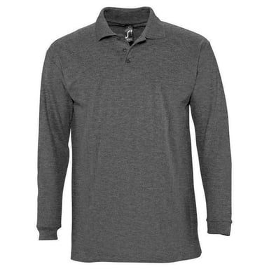 SOLS Unisex Adult Winter II Melange Long-Sleeved Polo Shirt (Charcoal Melange)
