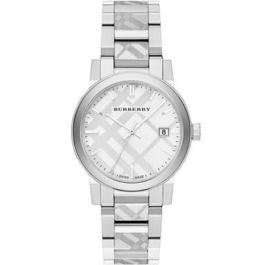 Burberry BU9037 The City Gegraveerd Geruit Stalen Unisex Horloge
