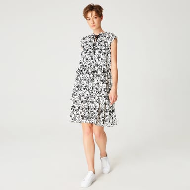 Short dress with ruffles and floral print