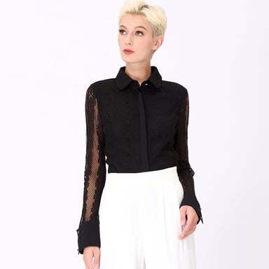 Long sleeves lace tailor shirt