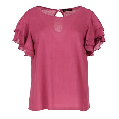 Burgundy topp med volangdetaljer