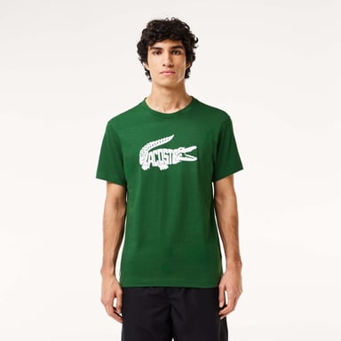 Men's Lacoste Sport Ultra-Dry Croc Print T-Shirt in Green White