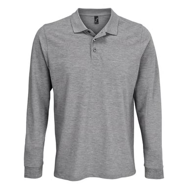 SOLS Unisex Adult Polycotton Long-Sleeved Polo Shirt (Grey Melange)