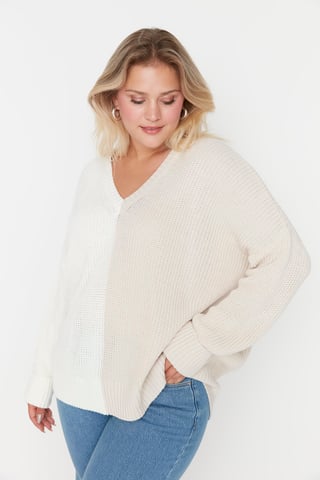 Trendyol Dam Färgglad Block Plus Size Tröja