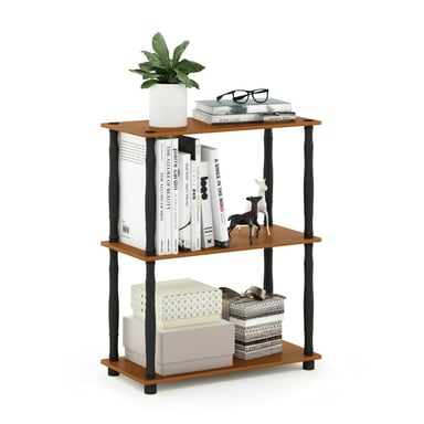 Furinno Turn-N-Tube 3-Tier Compact Multipurpose Shelf Display Rack with Classic Tube, Light Cherry/Black