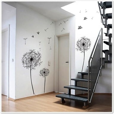 Huge Black Dandelion Wall Stickers, Kitchen, Bathroom, Living room, Self-adhesive, Decal, Decoration,DIY, Flowers