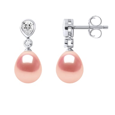 Drop Earrings Jewelry Sweet Water Beads 7-8 mm Pears Roses 925