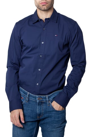 Tommy Jeans Skjortor Slim Fit Stretch Blå