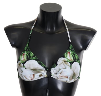 Dolce & Gabbana Damernas Flerfärgade Blommönstrade Halterneck Bikinöverdel