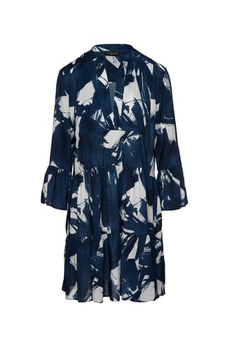 Navy and White A Line Dress with Bell Sleeves