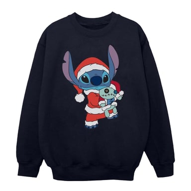 Disney Girls Lilo And Stitch Stitch Christmas Sweatshirt (Navy Blue)