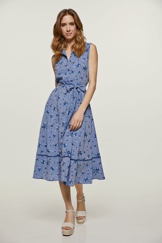 Indigo Floral Button Detail Dress