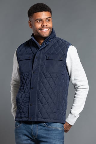Navy Padded Funnel Neck Gilet