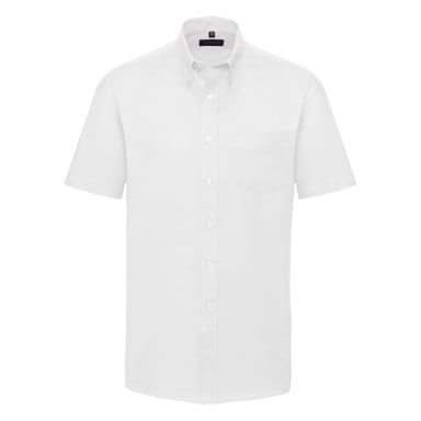 Russell Collection Mens Short Sleeve Easy Care Oxford Shirt (White)