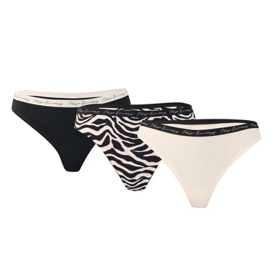 Women's Tokyo Laundry 3 Pack Zebra Stripe Briefs in Black
