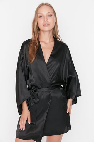Long Sleeve V Neck Wrapover Dressing Gown
