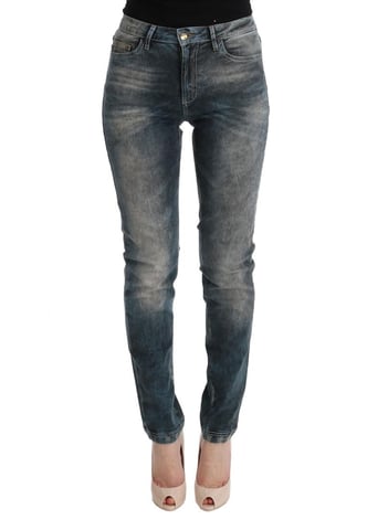 Cavalli Women's Blue Wash Cotton Blend Slim Fit Jeans