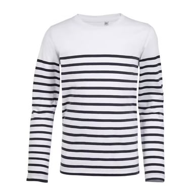 SOLS Childrens/Kids Matelot Striped Long-Sleeved T-Shirt (White/Navy)