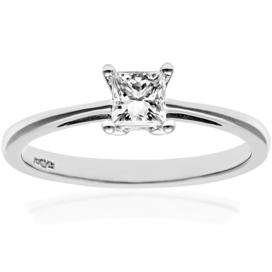 18kt witgouden 1/3 karaat gecertificeerde J/I prinses geslepen diamanten verlovingsring